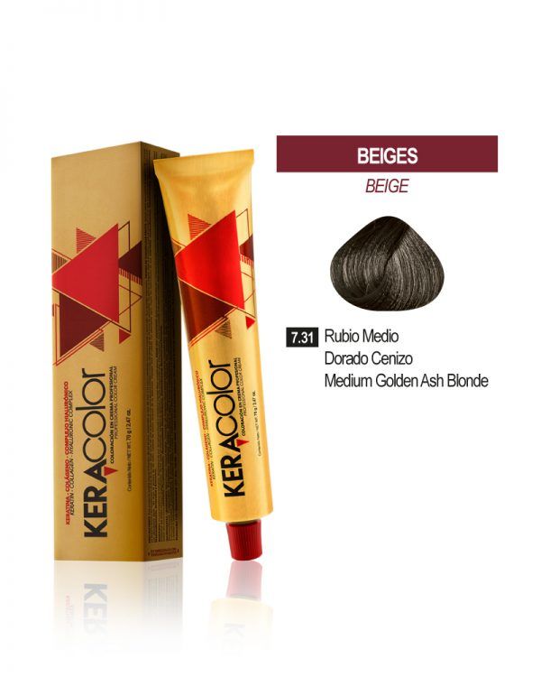 Tinte Keracolor - Rubio Medio Dorado Cenizo 7.31 Tubo 70 g