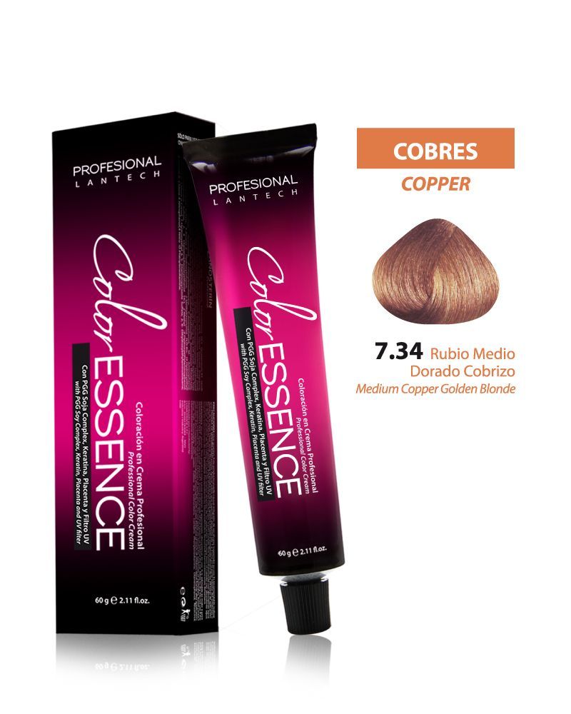 Tinte Color Essence - Rubio Medio Dorado Cobrizo 7.34 Tubo 60g - ESTILOS