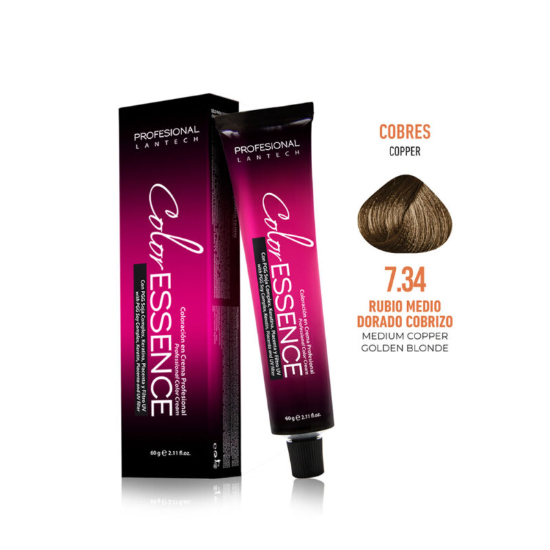 Tinte Color Essence - Rubio Medio Dorado Cobrizo 7.34 Tubo 60g - ESTILOS