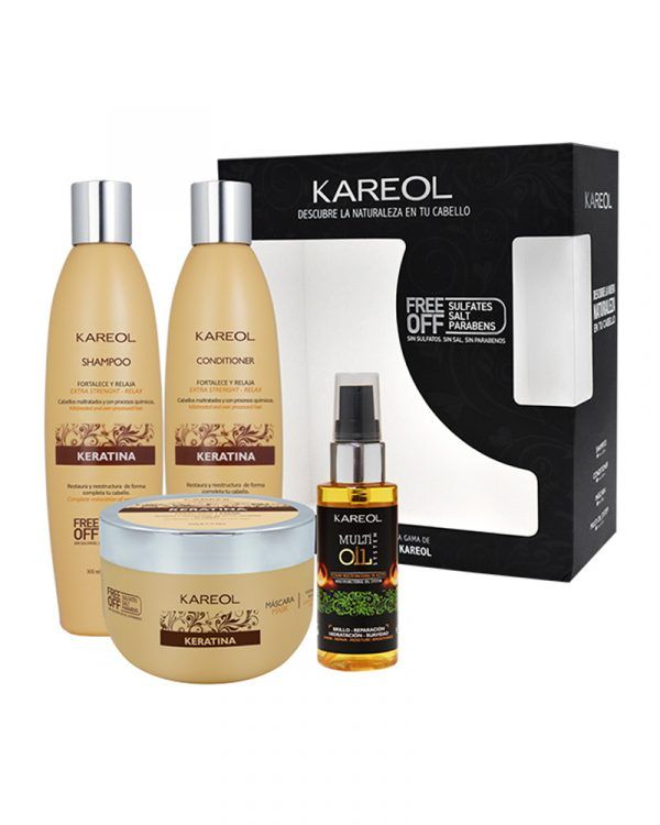Pack Premium Kareol - Keratina - Shamp 300 ml + Acond 300 ml + Masc 300 gr + Multi Oil 60 ml