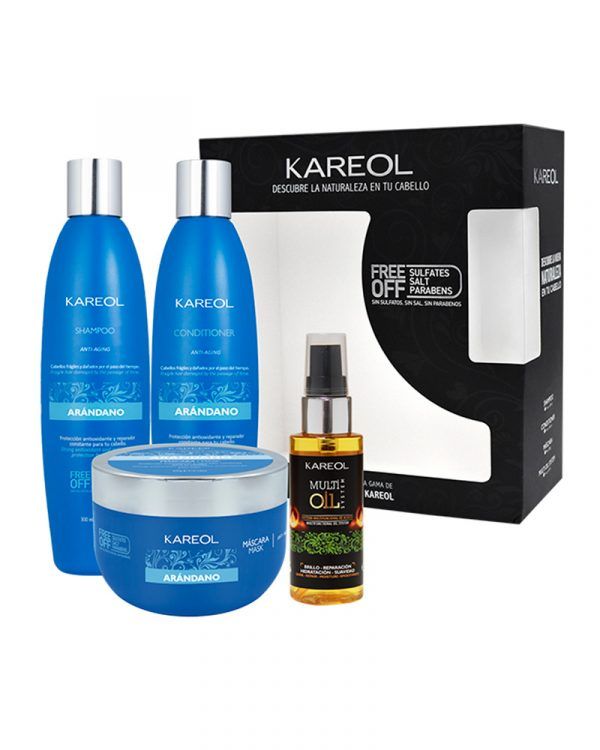 Pack Premium Kareol - Arándano - Shamp 300 ml + Acond 300 ml + Masc 300 gr + Multi Oil 60 ml