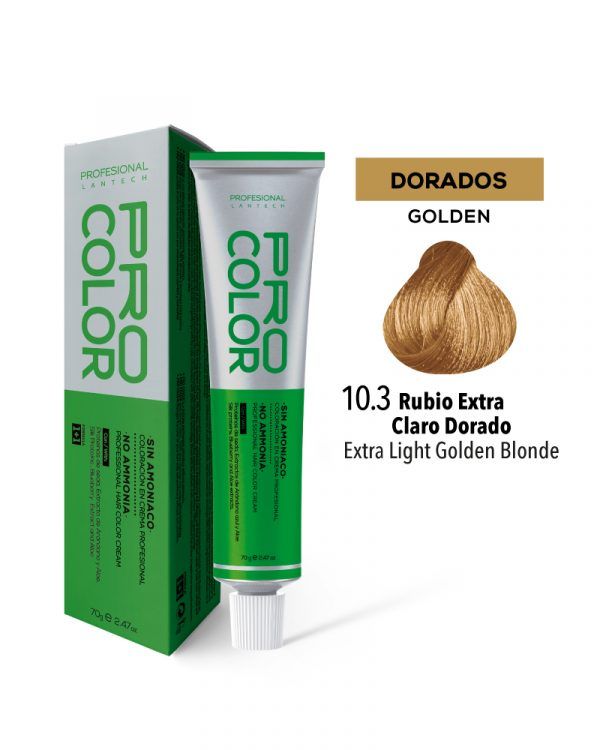 Tinte Sin Amoniaco Pro Color 10.3 Rubio Extra Claro Miel X 70 G