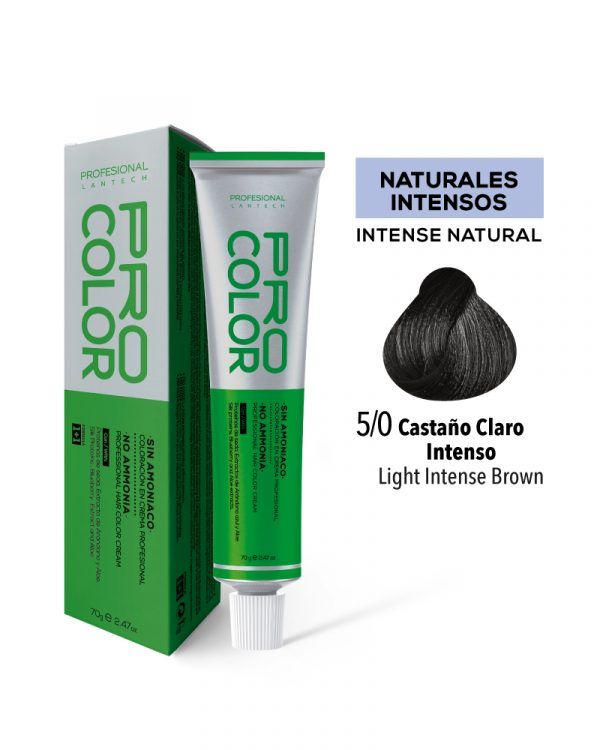Tinte Sin Amoniaco Pro Color 5/0 Castaño Claro Intenso X 70 G