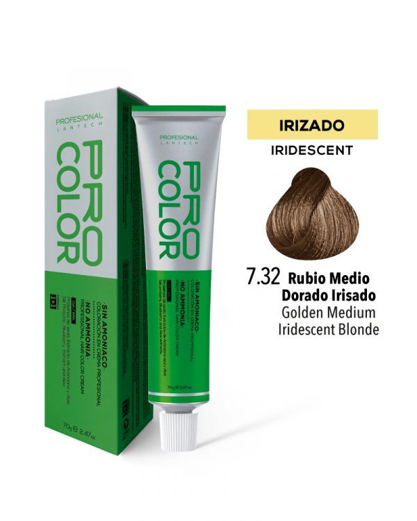 Tinte Sin Amoniaco Pro Color 7.32 Rubio Medio Dorado Irisado X 70G