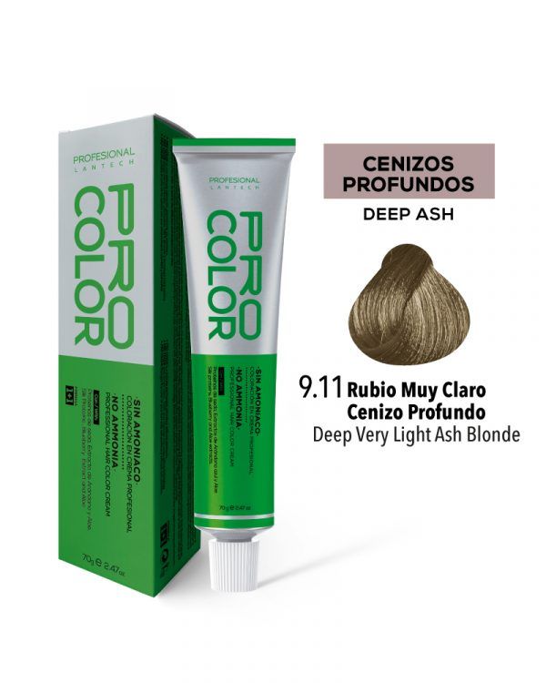 Tinte Sin Amoniaco Pro Color 9.11 Rub Muy Claro Cenizo Prof X 70 G