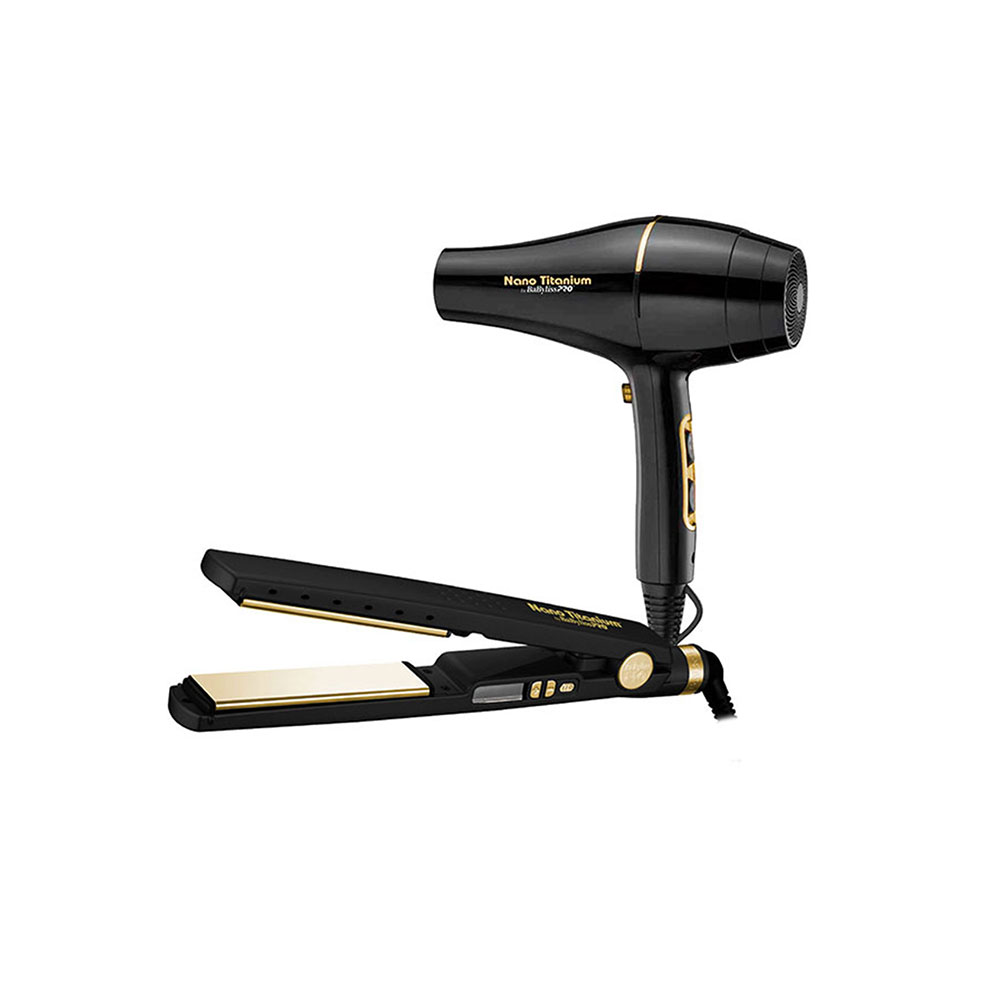 Combo De Plancha Y Secadora BaBylissPRO Gold Black