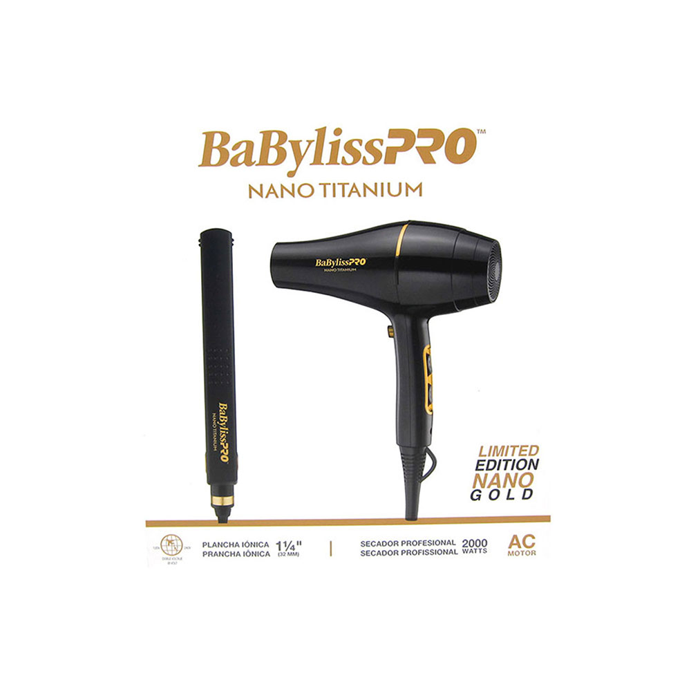 Combo De Plancha Y Secadora BaBylissPRO Gold Black - Imagen 2