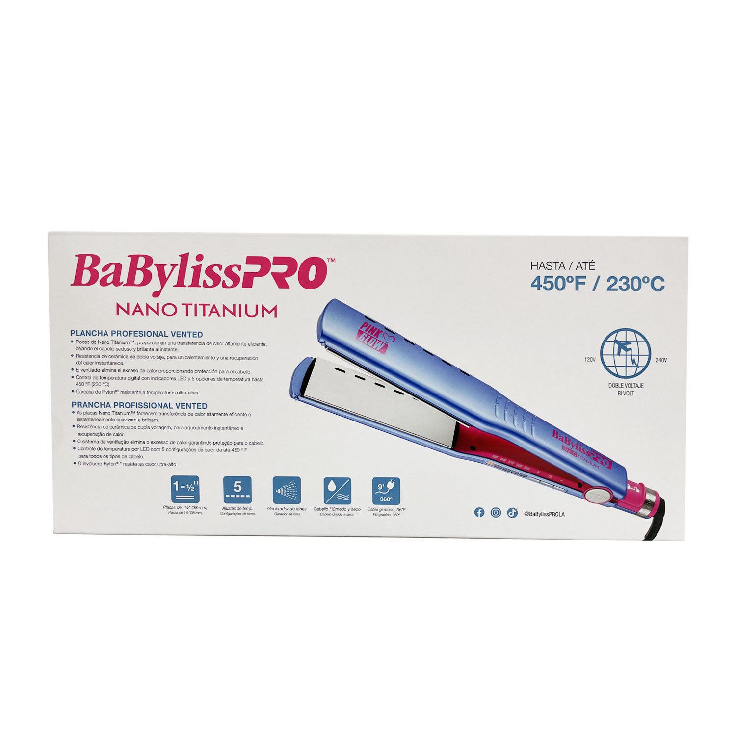 Plancha BaBylissPRO Vented 1/1.5" Blue Pink - Imagen 5