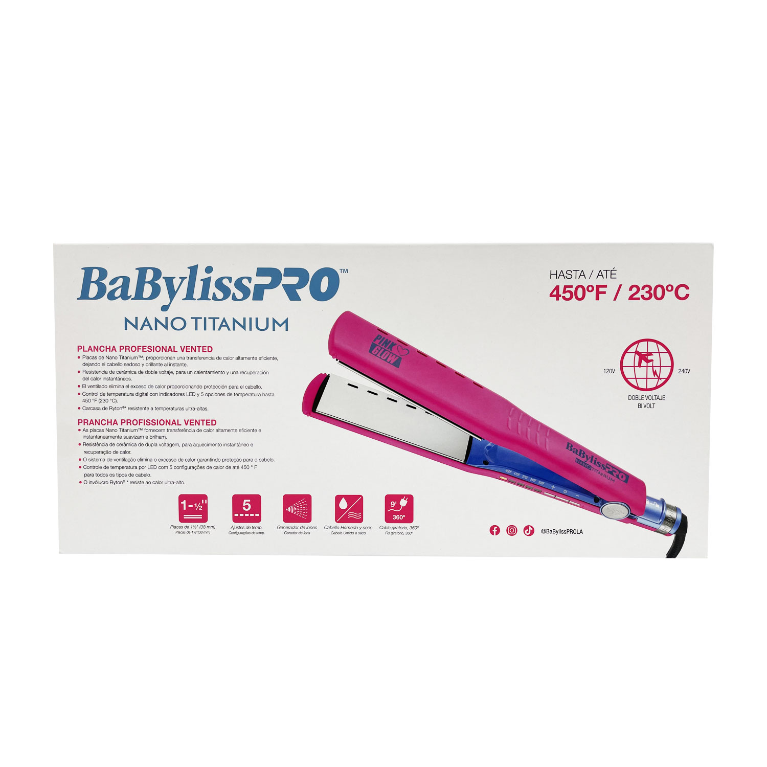 Plancha BaBylissPRO Vented 1/1.5" Pink Glow - Imagen 5