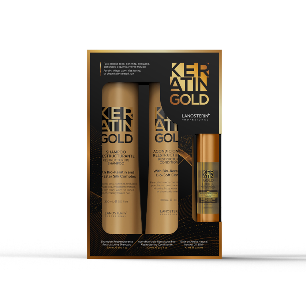 Pack Keratin Gold - Shampoo + Acondicionador + Elixir