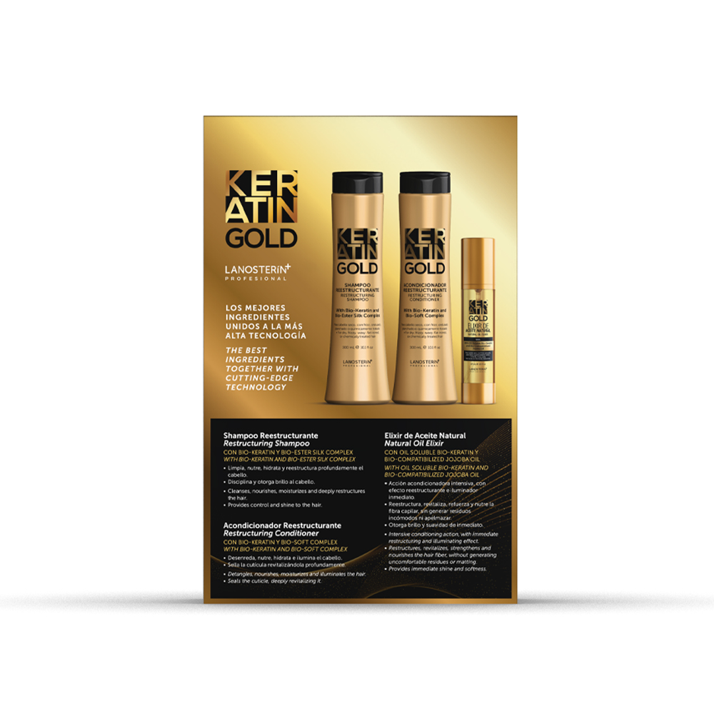 Pack Keratin Gold - Shampoo + Acondicionador + Elixir - Imagen 3
