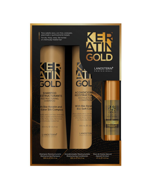 Pack Keratin Gold - Shampoo + Acondicionador + Elixir