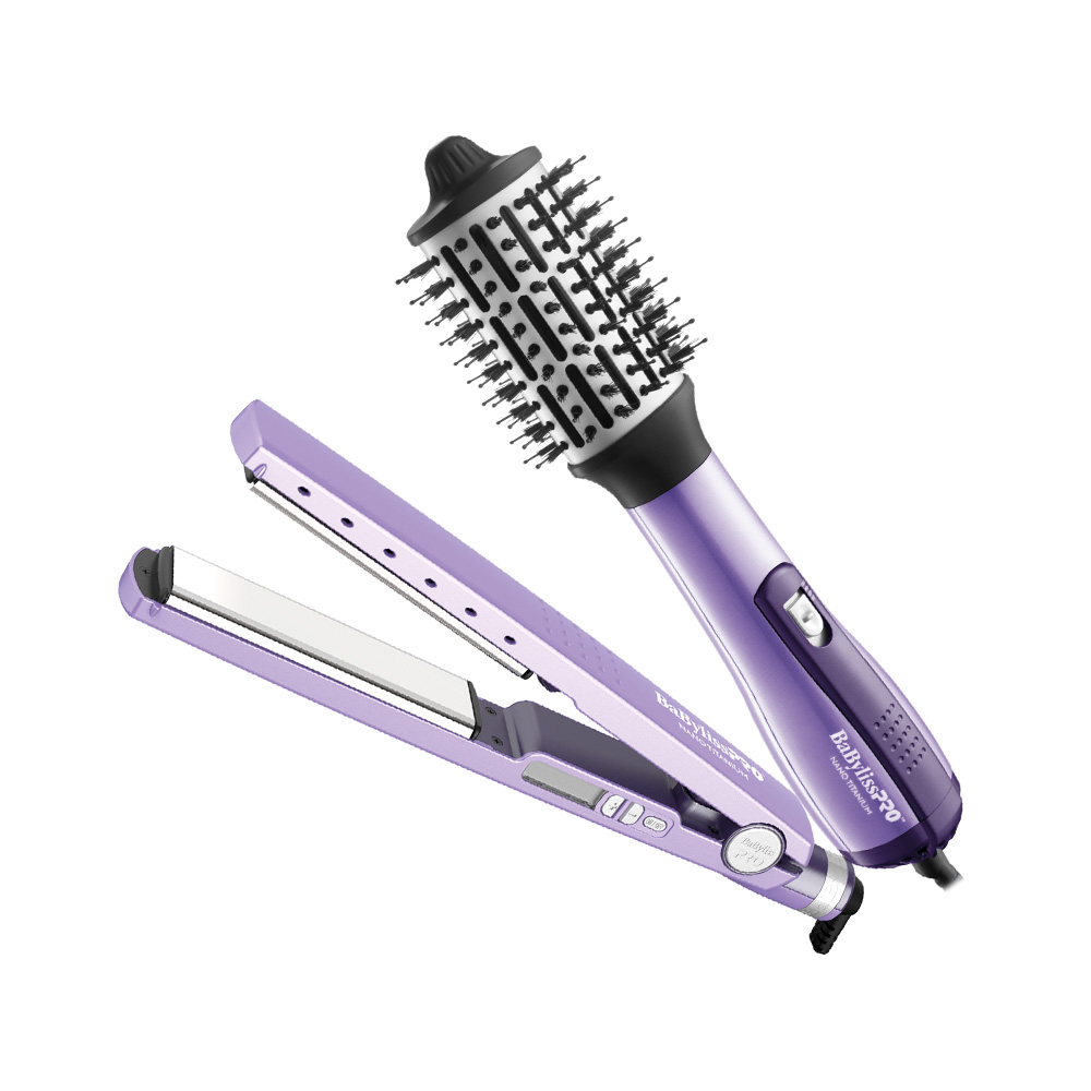 Combo BaBylissPRO Plancha Iónica + Cepillo Eléctrico Lila - Imagen 2