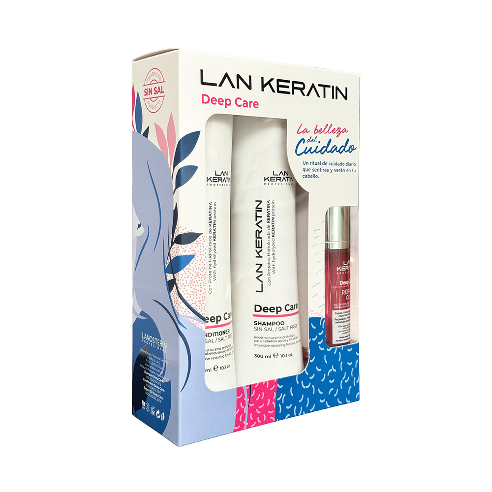 Pack Lan Keratin Deep Care - Shampoo + Acondicionador 300 ml + Hydrating Oil 47 ml - Imagen 2