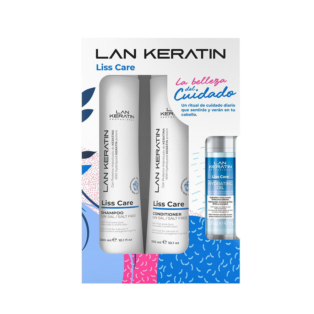 Pack Lan Keratin Liss Care - Shampoo + Acondicionador 300 ml + Hydrating Oil 47 ml