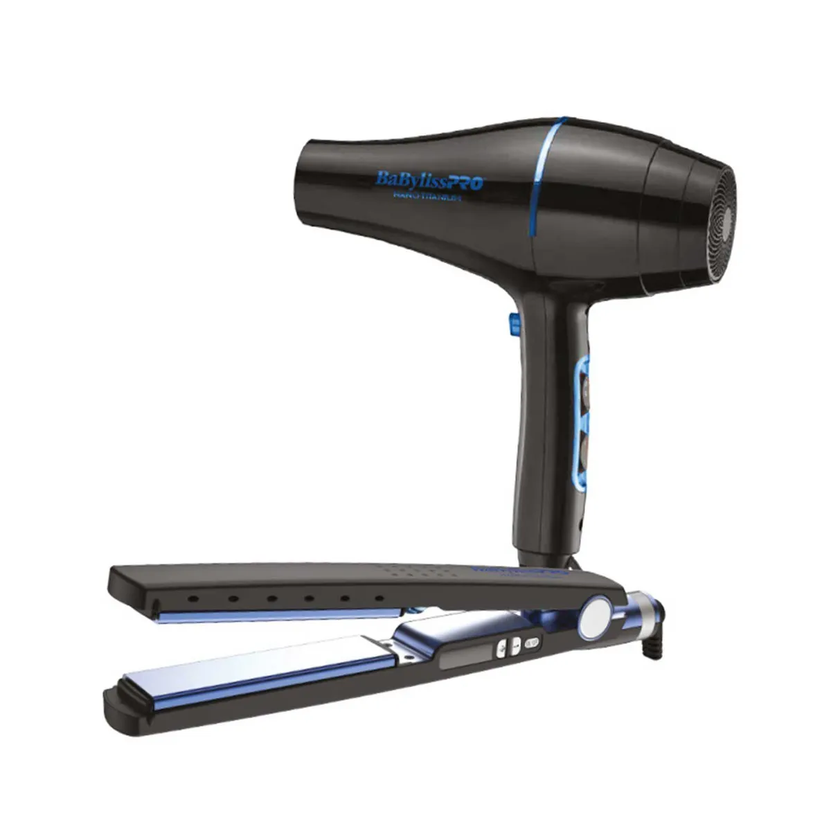 Combo de Plancha + Secadora BaBylissPRO Nano Black